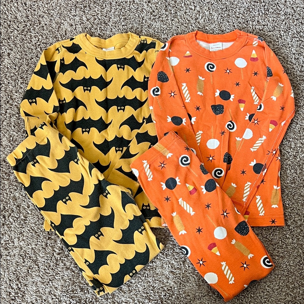 Hanna Andersson Halloween Pajama Set - Yellow and Orange - size 8 (130)